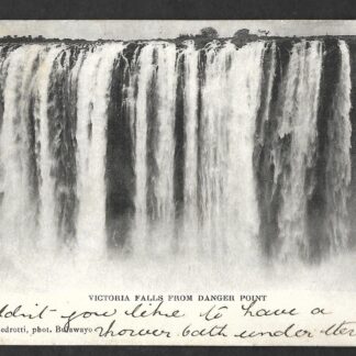 Rhodesia Native Victoria Falls from Danger Point real photograph Post Card used at Bulawayo in 1905