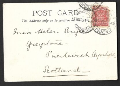 Rhodesia Native Victoria Falls from Danger Point real photograph Post Card used at Bulawayo in 1905 - Image 2