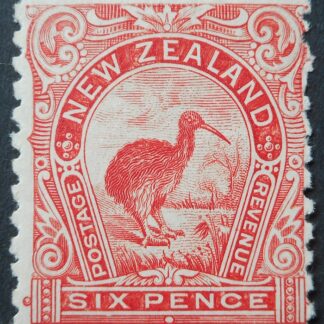 New Zealand 1900 Six Pence (Scarlet) p11 no wmk SG 265d mint