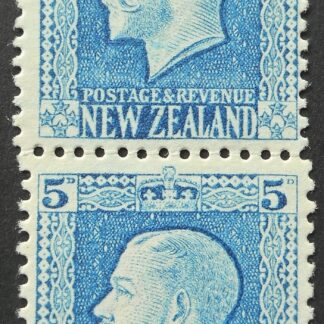 New Zealand 1915 GV Five Pence vertical pair SG 424db mint