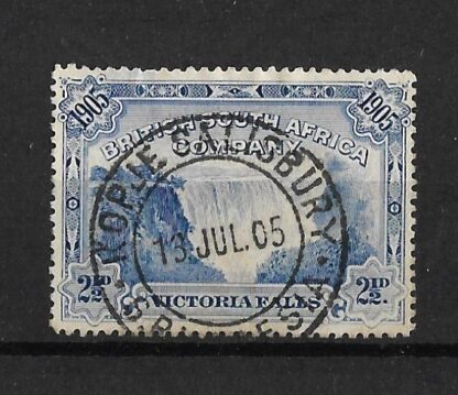 Rhodesia 1905 Falls Two and a Halfpence with KOPJE SALISBURY 13 JUL 05 1st day postmark