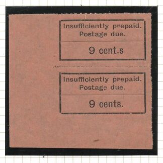 Zanzibar 1926 Postage Due Nine Cents pair with Cent.s flaw SG D5a u/mint