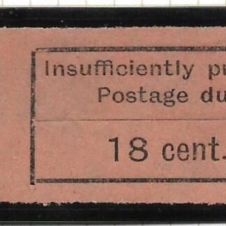 Zanzibar 1926 Postage Due Eighteen Cents with Cent.s flaw SG D10a u/mint
