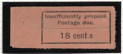 Zanzibar 1926 Postage Due Eighteen Cents with Cent.s flaw SG D10a u/mint
