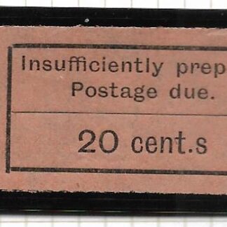 Zanzibar 1926 Postage Due Twenty Cents with Cent.s flaw SG D11a u/mint