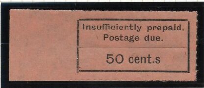 Zanzibar 1926 Postage Due Fifty Cents with Cent.s flaw SG D16a u/mint