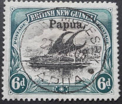 Papua 1906 Six Pence large overprint SG 18 used