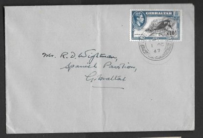 Gibraltar 1944 GVI Ten Shillings SG 130a on plain cover