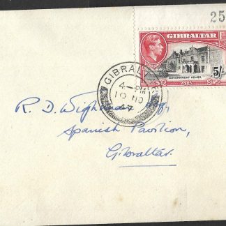 Gibraltar GVI 1944 Five Shillings SG 129b on plain cover