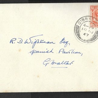 Gibraltar 1938 GVI One Pound SG 131 on plain cover