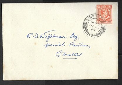 Gibraltar 1938 GVI One Pound SG 131 on plain cover