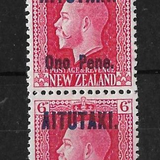 Cook Islands Aitutaki 1916 GV Six Pence vertical pair SG 13b mint