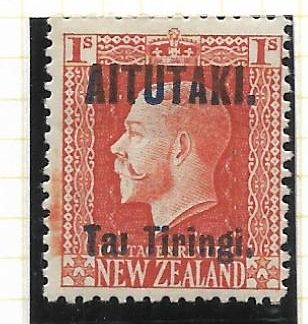 Cook Islands Aitutaki 1917 GV Head One Shilling No Stop on Tai SG 14ab mint