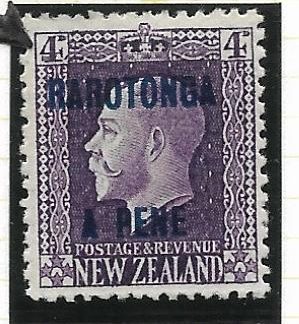 Cook Islands Rarotonga 1919 GV Four Pence with Major Re-entry SG 50b mint