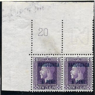 Cook Islands Rarotonga 1919 GV Four Pence plate pair unmounted mint