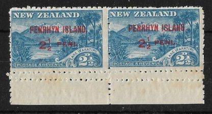 Penrhyn Island 1902 Two and Halfpence pair with double perforations SG1/1a u/mint