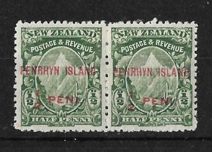 Penrhyn Island 1902 EVII Half Peni overprint pair SG 4 4a mint