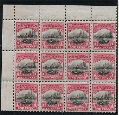 Penrhyn Island 1927 One Penny block with variety Projection on Derrick SG 39 u/mint