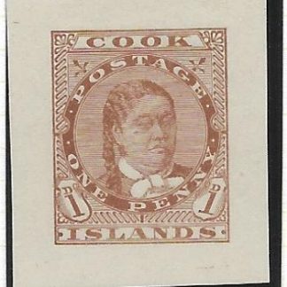 Cook Islands 1893One Penny  Die proof in issued colour on cream wove paper SG 5
