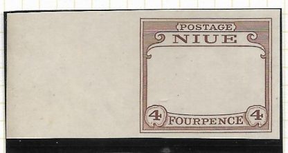 Niue 1925 Four Pence Plate Proof of frame in issued colours SG 47 mint no gum