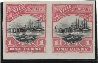 Niue 1925 One Penny Plate Proof pair in issued colours SG 45 u/mint