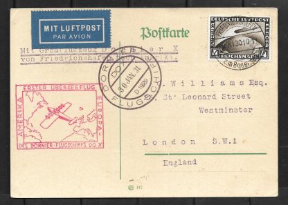 Germany 1931 Dornier Flying Boat card with cachets