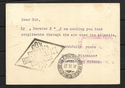 Germany 1931 Dornier Flying Boat card with cachets - Image 2
