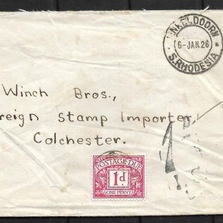 Southern Rhodesia 1926 Taxed cover to England with postage due added