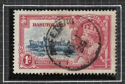 Basutoland 1935 GV Silver Jubilee One Penny with Mafeteng Relief postmark