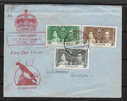 Nyasaland 1937 GVI illustrated Coronation first day cover