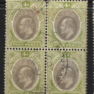 Southern Nigeria 1904 EVII Four Pence block SG 26ab used