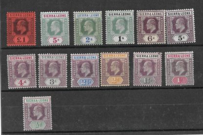 Sierra Leone 1904 EVII set SG 86/98 mint