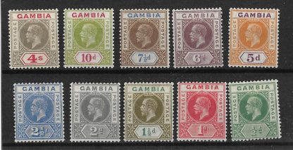 Gambia 1921 GV set SG 108/117 mint