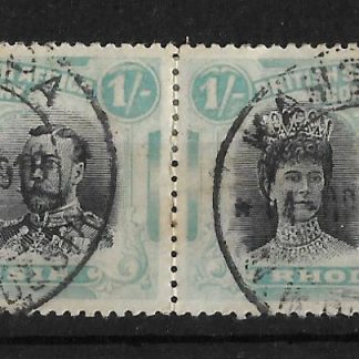 Rhodesia Double Head One Shilling pair with Kasempa (DC) postmark