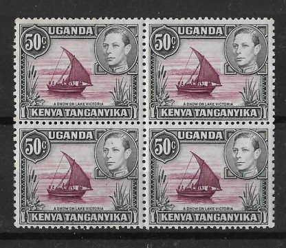 Kenya/Uganda/Tanganyika 1938 GVI Fifty Cents block SG 144 unmounted mint