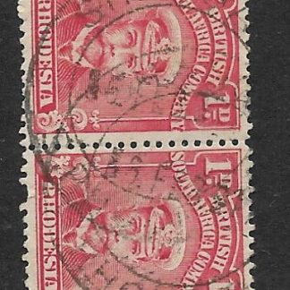 Rhodesia Admiral One  Penny pair with Shangani (DC) postmark with Blank before day