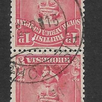 Rhodesia Admiral One  Penny pair with Shangani with blank before year (DC) postmark