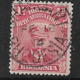 Rhodesia Admiral One Penny with Shangani Month Day (SC) postmark