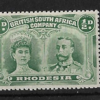 Rhodesia Double Head Halfpenny Blue Green with Wedge flaw SG 120 mint