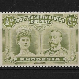 Rhodesia Double Head Halfpenny Olive Green SG 121 unmounted mint