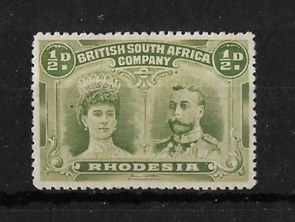 Rhodesia Double Head Halfpenny Apple Green mounted mint