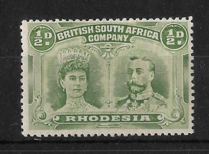 Rhodesia Double Head Half Penny Light Green unmounted mint