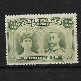 Rhodesia Double Head Halfpenny Bronze Green mounted mint