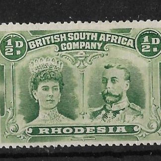 Rhodesia Double Head Halfpenny Emerald Green mounted mint