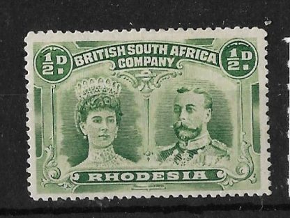 Rhodesia Double Head Halfpenny Emerald Green mounted mint