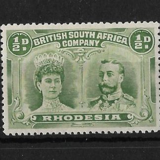 Rhodesia Double Head Halfpenny Yellow Green SG 119 mint