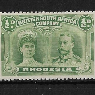 Rhodesia Double Head Halfpenny Dull Green mounted mint