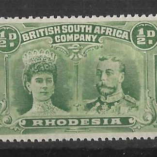 Rhodesia Double Head Halfpenny Dull Green mounted mint