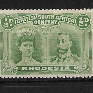Rhodesia Double Head Halfpenny Pale Green mounted mint