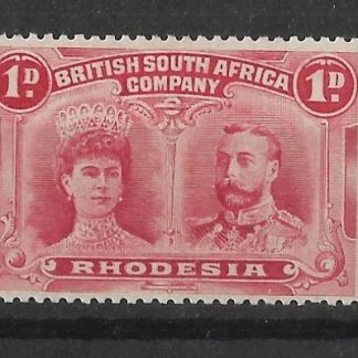 Rhodesia Double Head One Penny Bright Carmine with Queens Neck flaw pos 63 SG 123 mint